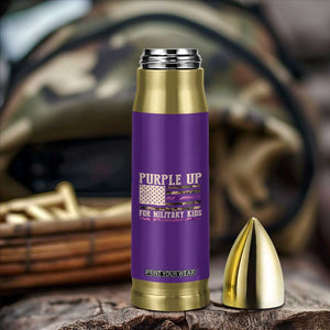 Purple Up For Military Kids Bullet Tumbler Military Child Month USA Flag Camouflage TS02 Print Your Wear