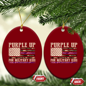 Purple Up For Military Kids Ceramic Ornament Military Child Month USA Flag Camouflage TS02 Print Your Wear