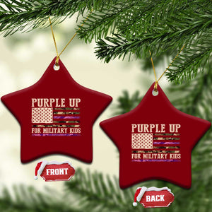 Purple Up For Military Kids Ceramic Ornament Military Child Month USA Flag Camouflage TS02 Print Your Wear