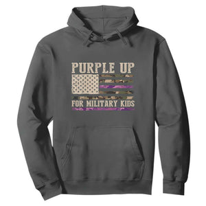Purple Up For Military Kids Hoodie Military Child Month USA Flag Camouflage TS02 Dark Heather Print Your Wear