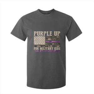 Purple Up For Military Kids T Shirt For Kid Military Child Month USA Flag Camouflage TS02 Dark Heather Print Your Wear