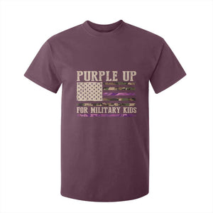 Purple Up For Military Kids T Shirt For Kid Military Child Month USA Flag Camouflage TS02 Maroon Print Your Wear