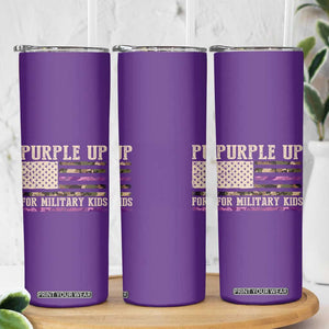 Purple Up For Military Kids Skinny Tumbler Military Child Month USA Flag Camouflage TS02 Print Your Wear