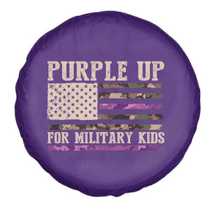 Purple Up For Military Kids Spare Tire Cover Military Child Month USA Flag Camouflage TS02 Print Your Wear