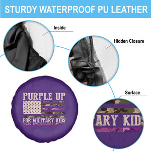Purple Up For Military Kids Spare Tire Cover Military Child Month USA Flag Camouflage TS02 Print Your Wear