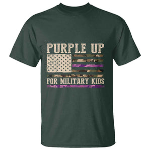 Purple Up For Military Kids T Shirt Military Child Month USA Flag Camouflage TS02 Dark Forest Green Print Your Wear