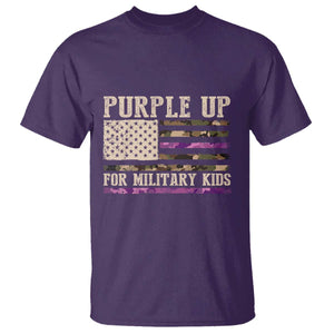Purple Up For Military Kids T Shirt Military Child Month USA Flag Camouflage TS02 Purple Print Your Wear