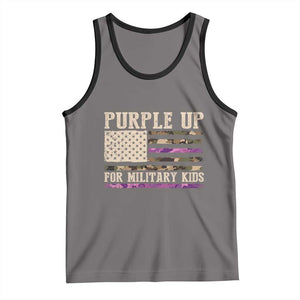 Purple Up For Military Kids Tank Top Military Child Month USA Flag Camouflage TS02 Deep Heather Black Print Your Wear