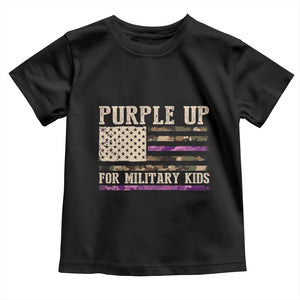 Purple Up For Military Kids Toddler T Shirt Military Child Month USA Flag Camouflage TS02 Black Print Your Wear