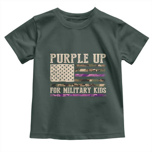 Purple Up For Military Kids Toddler T Shirt Military Child Month USA Flag Camouflage TS02 Dark Forest Green Print Your Wear