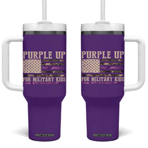 Purple Up For Military Kids Tumbler With Handle Military Child Month USA Flag Camouflage TS02 One Size: 40 oz Purple Print Your Wear