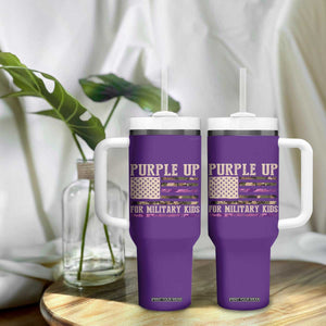 Purple Up For Military Kids Tumbler With Handle Military Child Month USA Flag Camouflage TS02 Print Your Wear