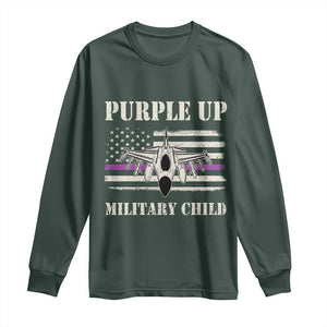 Purple Up For Military Kids Long Sleeve Shirt Month of Military Child Kids Air Force US Flag TS02 Dark Forest Green Print Your Wear