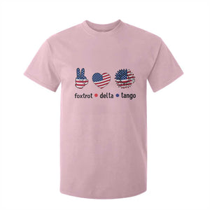 Funny Foxtrots Delta Tangos T Shirt For Kid American Flag Peace Sign Heart Sunflower TS02 Light Pink Print Your Wear