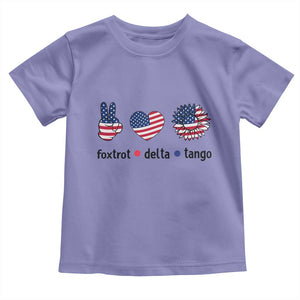 Funny Foxtrots Delta Tangos Toddler T Shirt American Flag Peace Sign Heart Sunflower TS02 Violet Print Your Wear