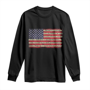 Spanish Pledge of Allegiance USA Flag Vintage Patriotic Graphic Long Sleeve Shirt American Patriot Promesa de Lealtad TS02 Black Print Your Wear