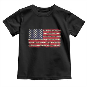 Spanish Pledge of Allegiance USA Flag Vintage Patriotic Graphic Toddler T Shirt American Patriot Promesa de Lealtad TS02 Black Print Your Wear