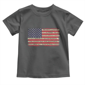 Spanish Pledge of Allegiance USA Flag Vintage Patriotic Graphic Toddler T Shirt American Patriot Promesa de Lealtad TS02 Dark Heather Print Your Wear