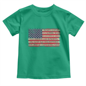 Spanish Pledge of Allegiance USA Flag Vintage Patriotic Graphic Toddler T Shirt American Patriot Promesa de Lealtad TS02 Irish Green Print Your Wear