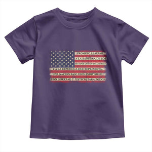 Spanish Pledge of Allegiance USA Flag Vintage Patriotic Graphic Toddler T Shirt American Patriot Promesa de Lealtad TS02 Purple Print Your Wear