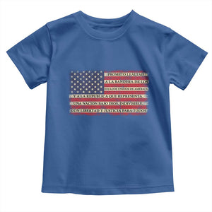 Spanish Pledge of Allegiance USA Flag Vintage Patriotic Graphic Toddler T Shirt American Patriot Promesa de Lealtad TS02 Royal Blue Print Your Wear
