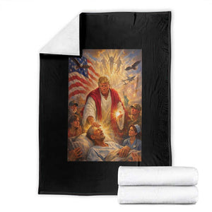 Trump The Healer Oil Painting Graphic Throw Blanket Sacred Heart Divine Mercy Political Parody TS02 Black Print Your Wear