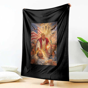 Trump The Healer Oil Painting Graphic Throw Blanket Sacred Heart Divine Mercy Political Parody TS02 Print Your Wear