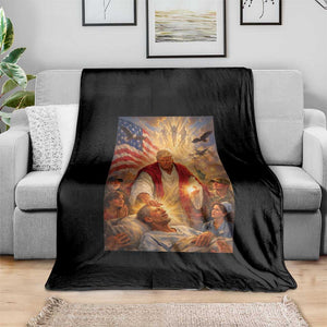 Trump The Healer Oil Painting Graphic Throw Blanket Sacred Heart Divine Mercy Political Parody TS02 Print Your Wear