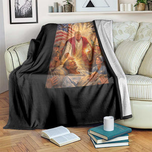 Trump The Healer Oil Painting Graphic Throw Blanket Sacred Heart Divine Mercy Political Parody TS02 Print Your Wear
