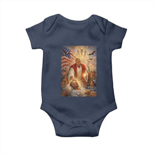 Trump The Healer Oil Painting Graphic Baby Onesie Sacred Heart Divine Mercy Political Parody TS02 Navy Print Your Wear