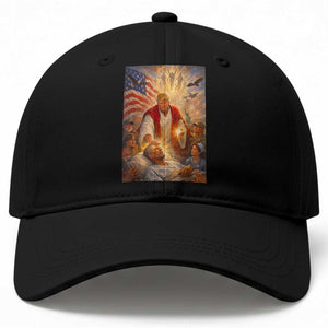 Trump The Healer Oil Painting Graphic Baseball Cap Sacred Heart Divine Mercy Political Parody TS02 Print Your Wear