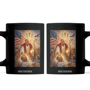 Trump The Healer Oil Painting Graphic Coffee Mug Sacred Heart Divine Mercy Political Parody TS02 Black Print Your Wear