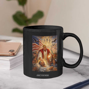 Trump The Healer Oil Painting Graphic Coffee Mug Sacred Heart Divine Mercy Political Parody TS02 Print Your Wear