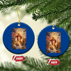 Trump The Healer Oil Painting Graphic Ceramic Ornament Sacred Heart Divine Mercy Political Parody TS02 1pc Blue Print Your Wear