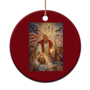 Trump The Healer Oil Painting Graphic Ceramic Ornament Sacred Heart Divine Mercy Political Parody TS02 1pc Red Print Your Wear