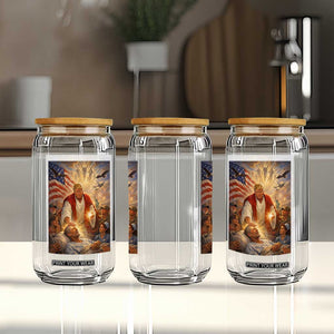 Trump The Healer Oil Painting Graphic Glass Can Sacred Heart Divine Mercy Political Parody TS02 Print Your Wear