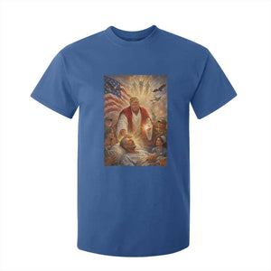 Trump The Healer Oil Painting Graphic T Shirt For Kid Sacred Heart Divine Mercy Political Parody TS02 Royal Blue Print Your Wear
