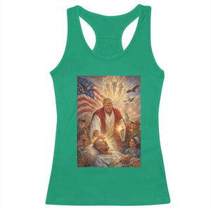 Trump The Healer Oil Painting Graphic Racerback Tank Top Sacred Heart Divine Mercy Political Parody TS02 Irish Green Print Your Wear