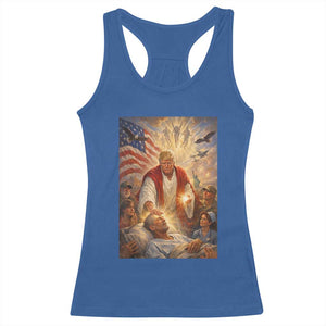 Trump The Healer Oil Painting Graphic Racerback Tank Top Sacred Heart Divine Mercy Political Parody TS02 Royal Blue Print Your Wear