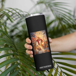 Trump The Healer Oil Painting Graphic Skinny Tumbler Sacred Heart Divine Mercy Political Parody TS02 Print Your Wear