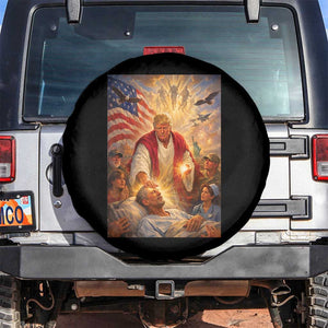 Trump The Healer Oil Painting Graphic Spare Tire Cover Sacred Heart Divine Mercy Political Parody TS02 No hole Black Print Your Wear