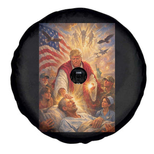 Trump The Healer Oil Painting Graphic Spare Tire Cover Sacred Heart Divine Mercy Political Parody TS02 Print Your Wear