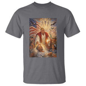 Trump The Healer Oil Painting Graphic T Shirt Sacred Heart Divine Mercy Political Parody TS02 Charcoal Print Your Wear
