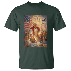 Trump The Healer Oil Painting Graphic T Shirt Sacred Heart Divine Mercy Political Parody TS02 Dark Forest Green Print Your Wear