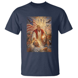 Trump The Healer Oil Painting Graphic T Shirt Sacred Heart Divine Mercy Political Parody TS02 Navy Print Your Wear