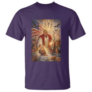 Trump The Healer Oil Painting Graphic T Shirt Sacred Heart Divine Mercy Political Parody TS02 Purple Print Your Wear