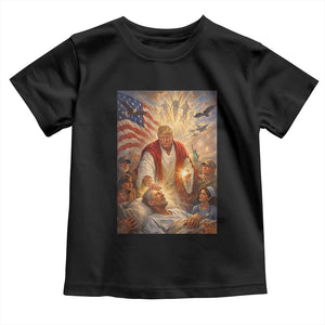 Trump The Healer Oil Painting Graphic Toddler T Shirt Sacred Heart Divine Mercy Political Parody TS02 Black Print Your Wear