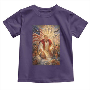Trump The Healer Oil Painting Graphic Toddler T Shirt Sacred Heart Divine Mercy Political Parody TS02 Purple Print Your Wear
