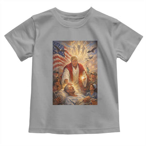 Trump The Healer Oil Painting Graphic Toddler T Shirt Sacred Heart Divine Mercy Political Parody TS02 Sport Gray Print Your Wear