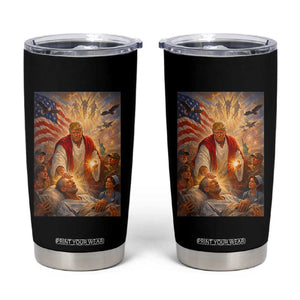 Trump The Healer Oil Painting Graphic Tumbler Cup Sacred Heart Divine Mercy Political Parody TS02 Black Print Your Wear